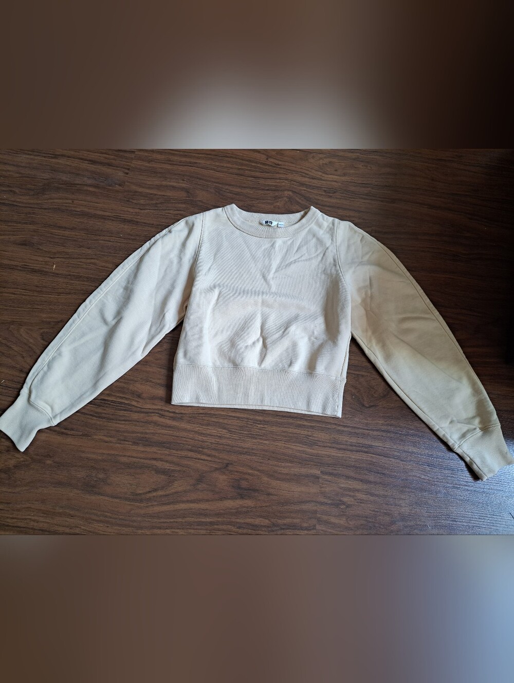 Uniqlo Women's Cropped Beige Crewneck Sweatshirt